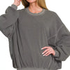 Zenana Soft Fleece Pigment Dye Pullover - ASH BLACK