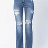 Judy Blue Full Size Mid Rise Destroy Straight Jeans Plus Size - MD