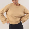 HYFVE Round Neck Dropped Shoulder Ribbed Sweater - Taupe