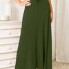 Double Take Full Size Soft Rayon Drawstring Waist Maxi Skirt - Dark Green