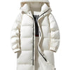 Men's Full Size Longline Hooded Down Coat Plus Size - Ivory
