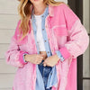 Lime 'N' Chili Oversized Mineral Wash Cotton Gauze Shacket - PINK