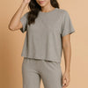 Zenana Soft Melange Short Sleeve Tee & Long Pants Set - Gray