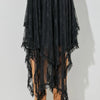 Elastic Waist Asymmetrical Lace Skirt - Black