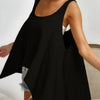 BiBi High and Low Flare Knit Tank Top - BLACK