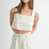 MABLE Sleeveless Crop Top and Shorts Set - Oatmeal