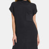 Zenana Mock Neck Short Sleeve Sweater Dress - Black