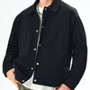 Men's Plus Size Casual Snap Down Jacket - Black