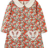 Children's Floral Print Long Sleeve Peter Pan Collar Dress - Multicolor