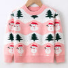Children's Snowman & Tree Pattern Sweater - Pink