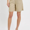 RISEN High Rise Pleated Front Shorts - Tan