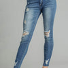 Umgee Distressed Skinny Jeans with Edge Detail - DENIM