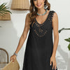 Tassel Scoop Neck Wide Strap Cover-Up - Black