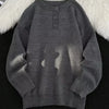 Men's Button Detail Long Sleeve Sweater - Dark Gray