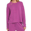 Zenana Corded Rib Long Sleeve Tee and Shorts Set - PLUM