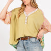 SAGE + FIG Full Size Color Block Bubble Sleeve Top Plus Size - Sage