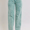 Judy Blue Full Size High Waist Garment Dyed Raw Hem Dad Jean Plus Size - SEA GREEN