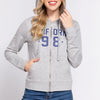 ACTIVE BASIC CALIFORNIA Zip Up Drawstring Long Sleeve Hoodie - H Grey/Navy