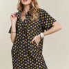 ADORA Floral Button-Up Mini Denim Dress - Dark