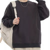 Men's Plus Size Round Neck Long Sleeve Sweatshirt - Dark Gray