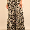 VERY J Full Size Printed Wide Leg Pants Plus Size - Black