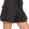Zenana Scuba Thigh Pocket Shorts - BLACK