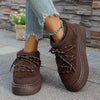 Cozy Plush Lined Lace-Up Platform Winter Boots - Chocolate