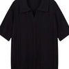 Men's Cable Knit Short Sleeve Knit Polo - Black