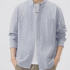 Men's Plus Size Striped Button Up Long Sleeve Shirt - Gray Stripes