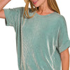 Zenana Corded Rib Short Sleeve T-Shirt - DK GREEN