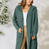 Basic Bae Full Size Hooded Sweater Cardigan - Teal