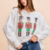 BiBi Christmas Sequin Nutcrackers Embroidery Sweatshirt - OFF WHITE