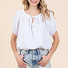 Mittoshop Linen Two-Way Short Sleeve Crop Blouse - White