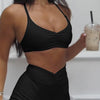 Ruched Sports Bra and High-Waisted Shorts Active Set - Black