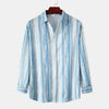 Men's Striped Button-Up Long Sleeve Shirt - Pastel Blue