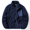 Men's Plus Size Warm Fleece Zip-Up Jacket - Navy Blue