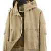 Men's Plus Size Zip Up Casual Hooded Jacket - Khaki