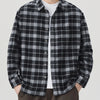 Men's Plus Size Plaid Button Up Long Sleeve Shirt - Black