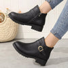 Buckle Accent Ankle Boots - Black