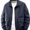 Men's Plus Size Casual Lightweight Bomber Jacket - Blue