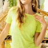 BiBi Burn Out Knit Top with Back Double Twist Detail - NEON YELLOW