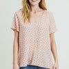 Cotton Bleu by Nu Label Printed V-Neck Short Sleeve T-Shirt - Peach