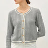 Be Cool Cable Knit Long Sleeve Contrast Edge Cardigan - Gray