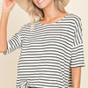 BOMBOM Striped Round Neck T-Shirt - Ivory