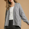 Umgee Chunky Cable Knit Open Front Cardigan - H. GREY