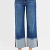 RISEN Full Size Mid Rise Crop Wide Wide Cuffed Jeans Plus Size - DARK