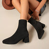 Block Heel Ankle Boots - Black