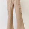 RISEN High Waist Cargo Wide Leg Pants - Tan