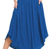 Zenana Woven Crinkle Smocked Waist Maxi Skirt W Pockets - CLASSIC BLUE