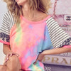 BiBi Tie Dye French Terry Top With Stripe Raglan - PASTEL TIEDYE